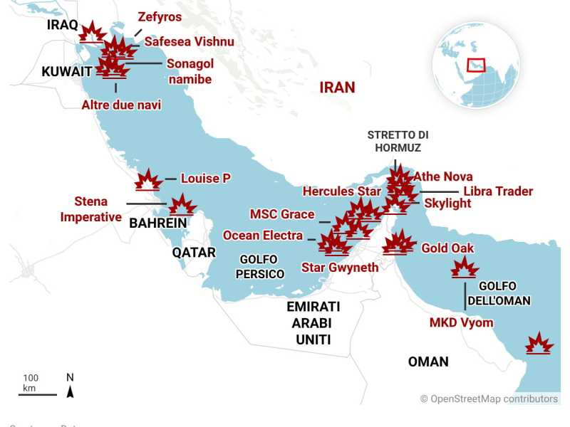 Petroliere, cargo, portarinfuse. Tutte le navi colpite dall'Iran nel Golfo