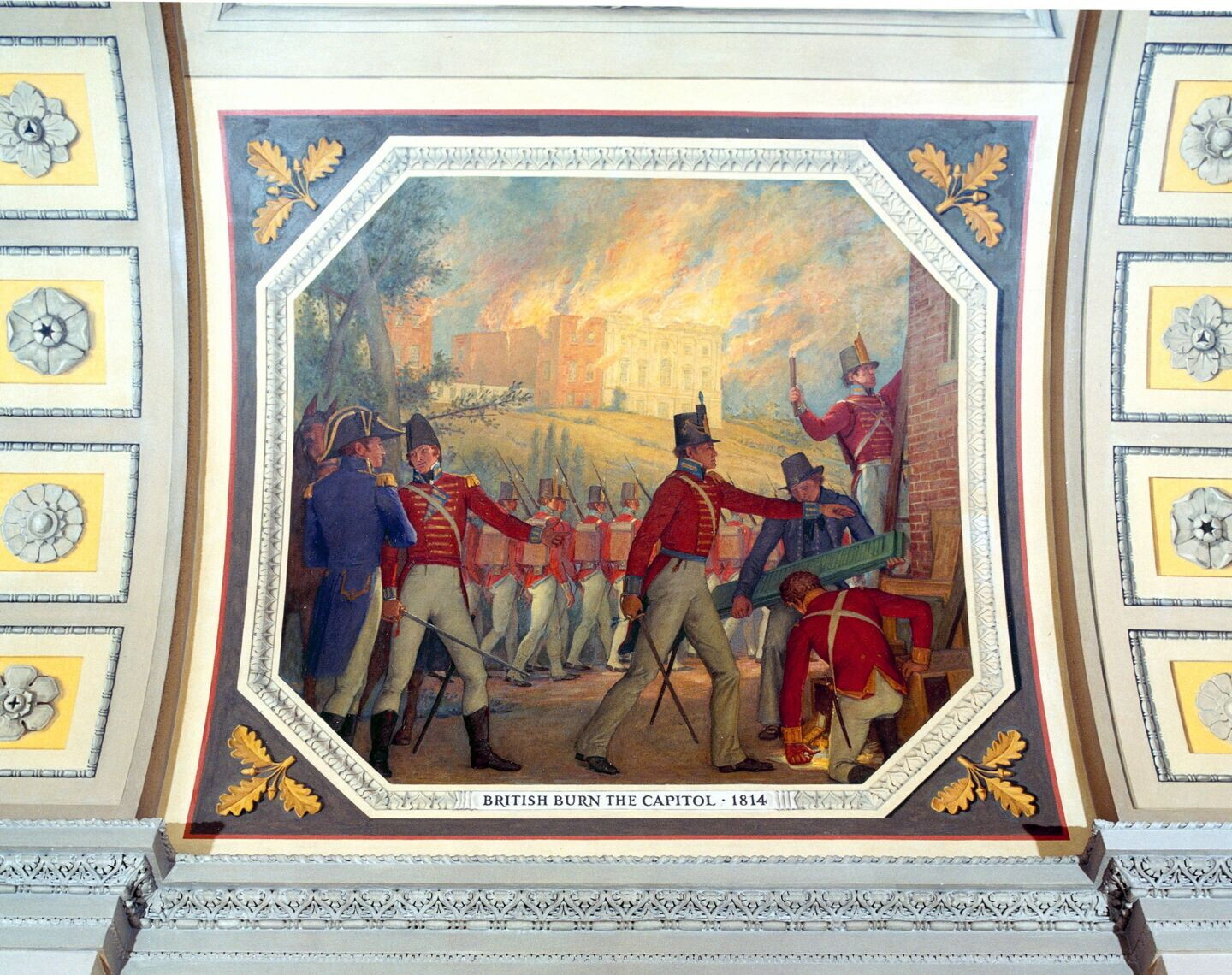 "I britannici bruciano il Campidoglio", 1814, Allyn Cox, l'affresco si trova in un corridoio al primo piano del Campidoglio