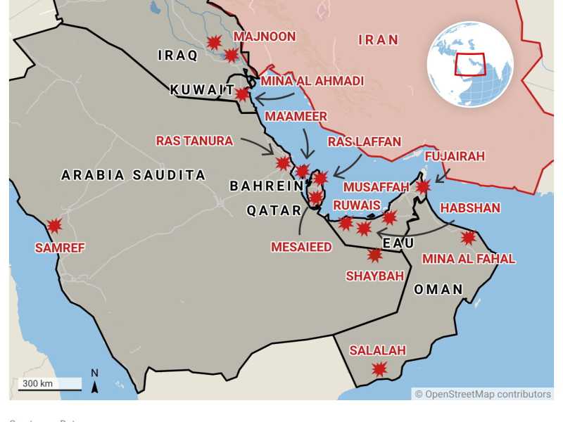Date e mappe della guerra dell’Iran contro le infrastrutture energetiche nel Golfo