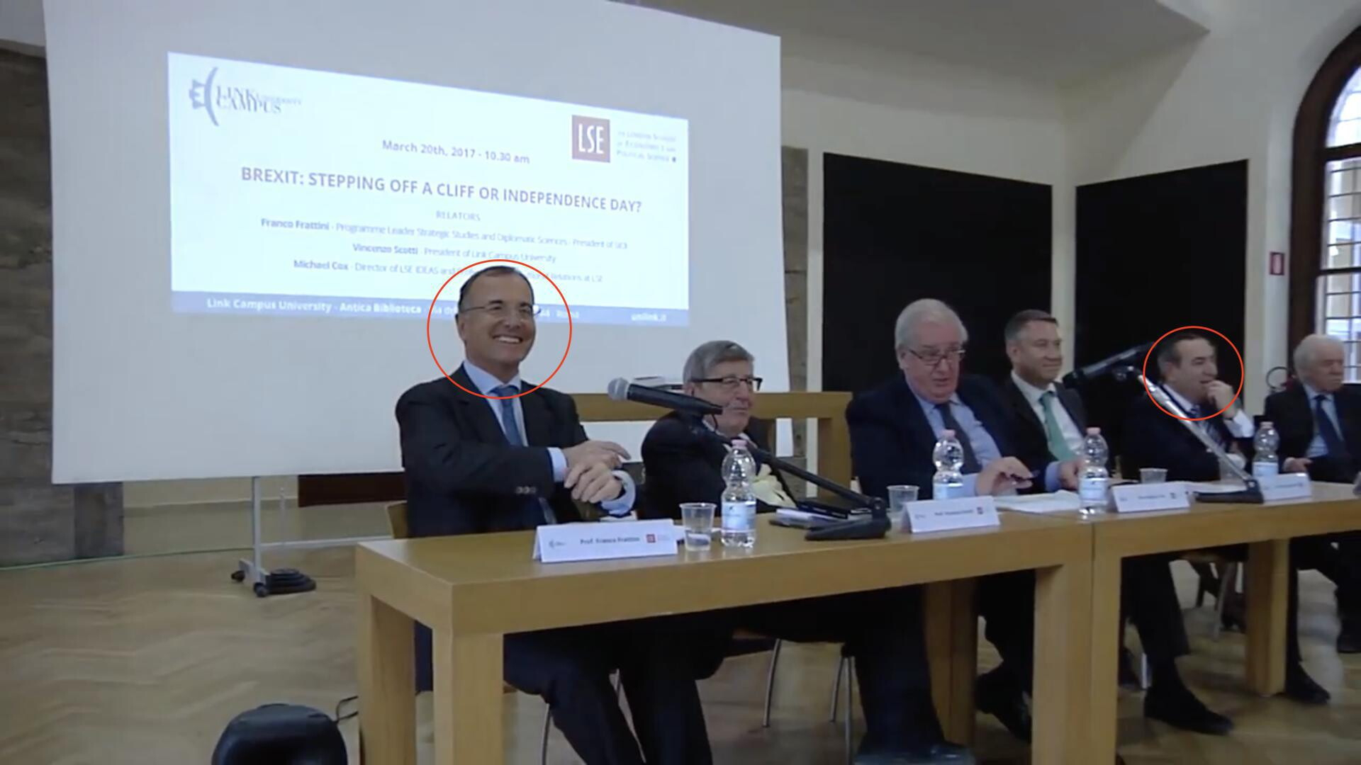 Mifsud e Frattini a una conferenza sulla Brexit presso la Link Campus University, 20 marzo 2017