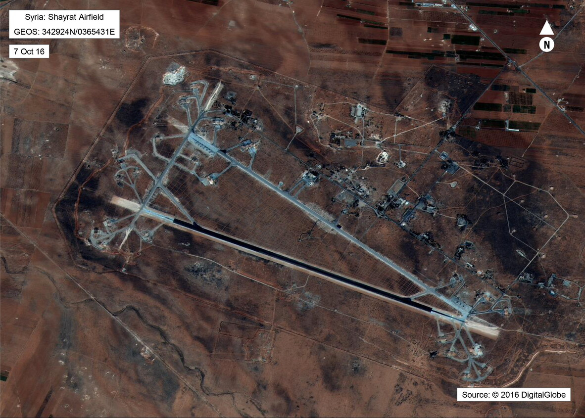 Shayrat Airfield a Homs in Siria nelle immagini satellitari del DigitalGlobe