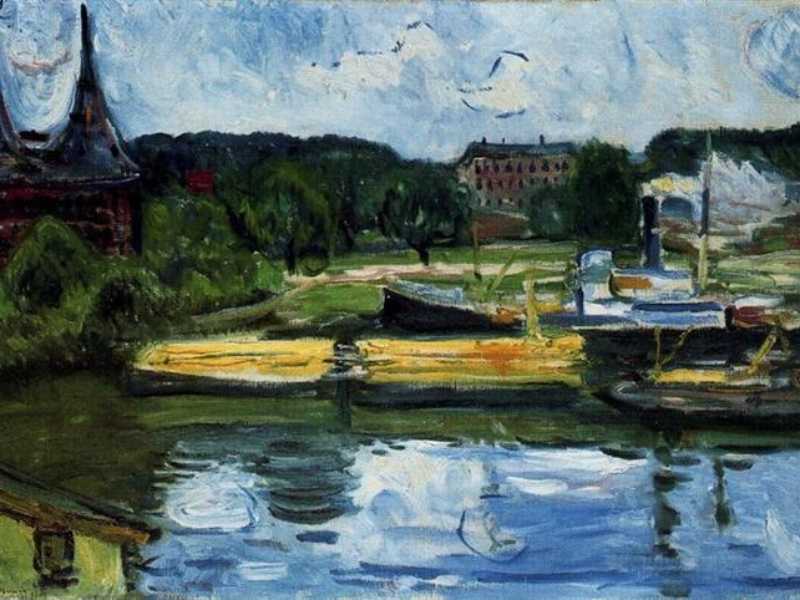 E. Munch, Lübeck Harbour with the Holstentor, 1907