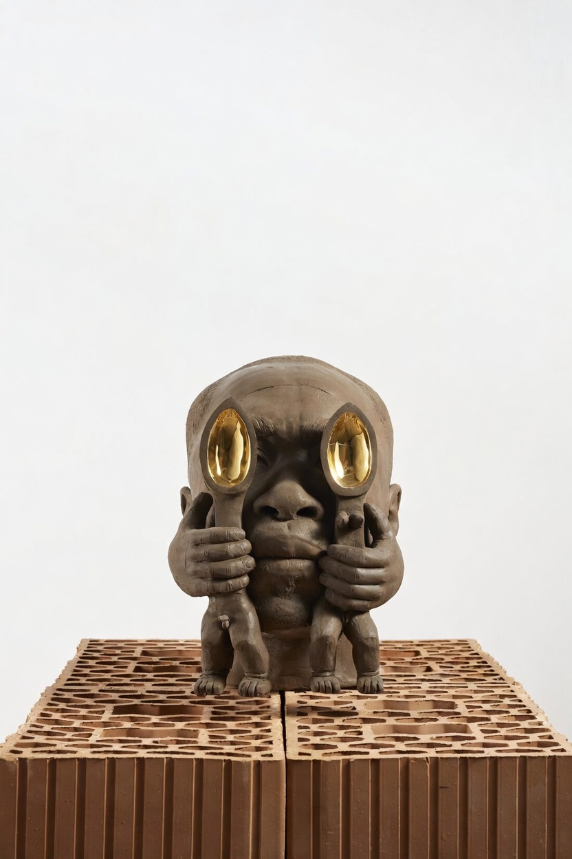 V. Fotso Nyie, Vue céleste, 2022, ceramica e oro, cm 35x23x30 Courtesy: l’artista e P420, Bologna; Photo Credit: Carlo Favero