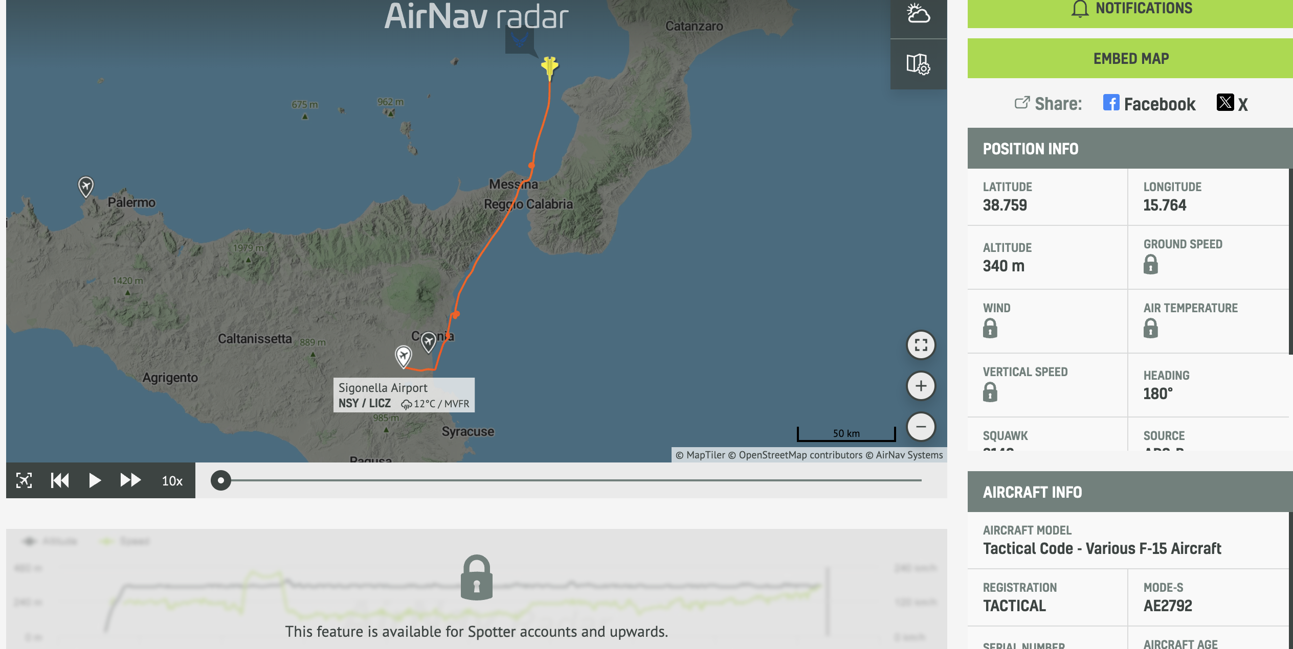 Screenshot del sito utilizzato dal Movimento 5 stelle per identificare i presunti cacciabombardieri