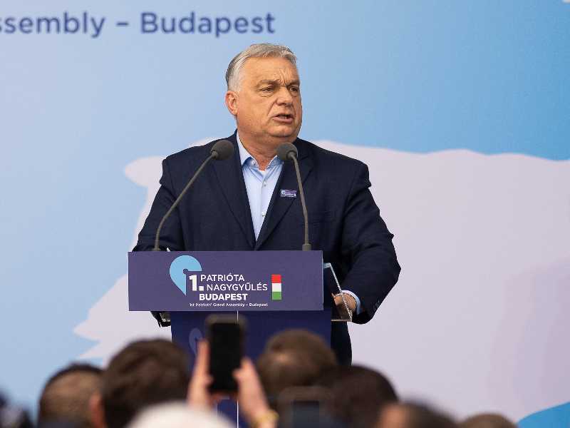 Hungarian Prime Minister Viktor Orbán speaks during an assembly of European far-right parties with Orbán’s Patriots for Europe group, in Budapest, Hungary, Monday, March 23, 2026. (AP Photo/Denes Erdos)