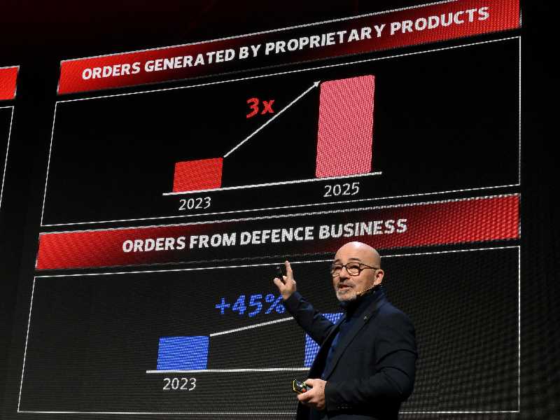 Chief Executive Officer of Leonardo, Roberto Cingolani, speaks during the presentation of the 2026 Industrial plan of Leonardo, Rome, Italy, 12 March 2026. ANSA/ETTORE FERRARI