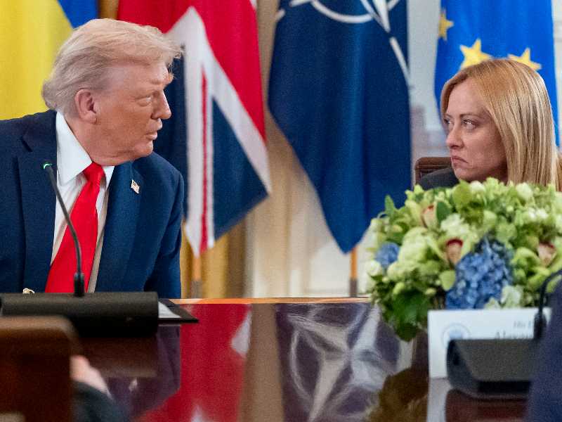Donald Trump e Giorgia Meloni alla Casa Bianca nell'agosto 2025 (AP Photo/Alex Brandon)