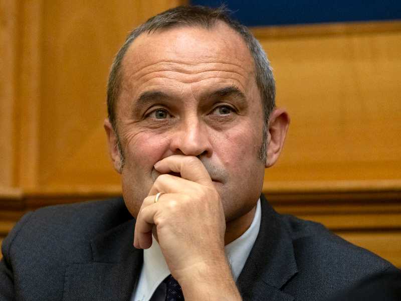 Enrico Costa, durante la presentazione del Comitato SìSepara, promosso dalla Fondazione Luigi Einaudi, per sostenere la riforma della giustizia in vista del referendum 2026. Roma, 12 novembre 2025. ANSA/MASSIMO PERCOSSI