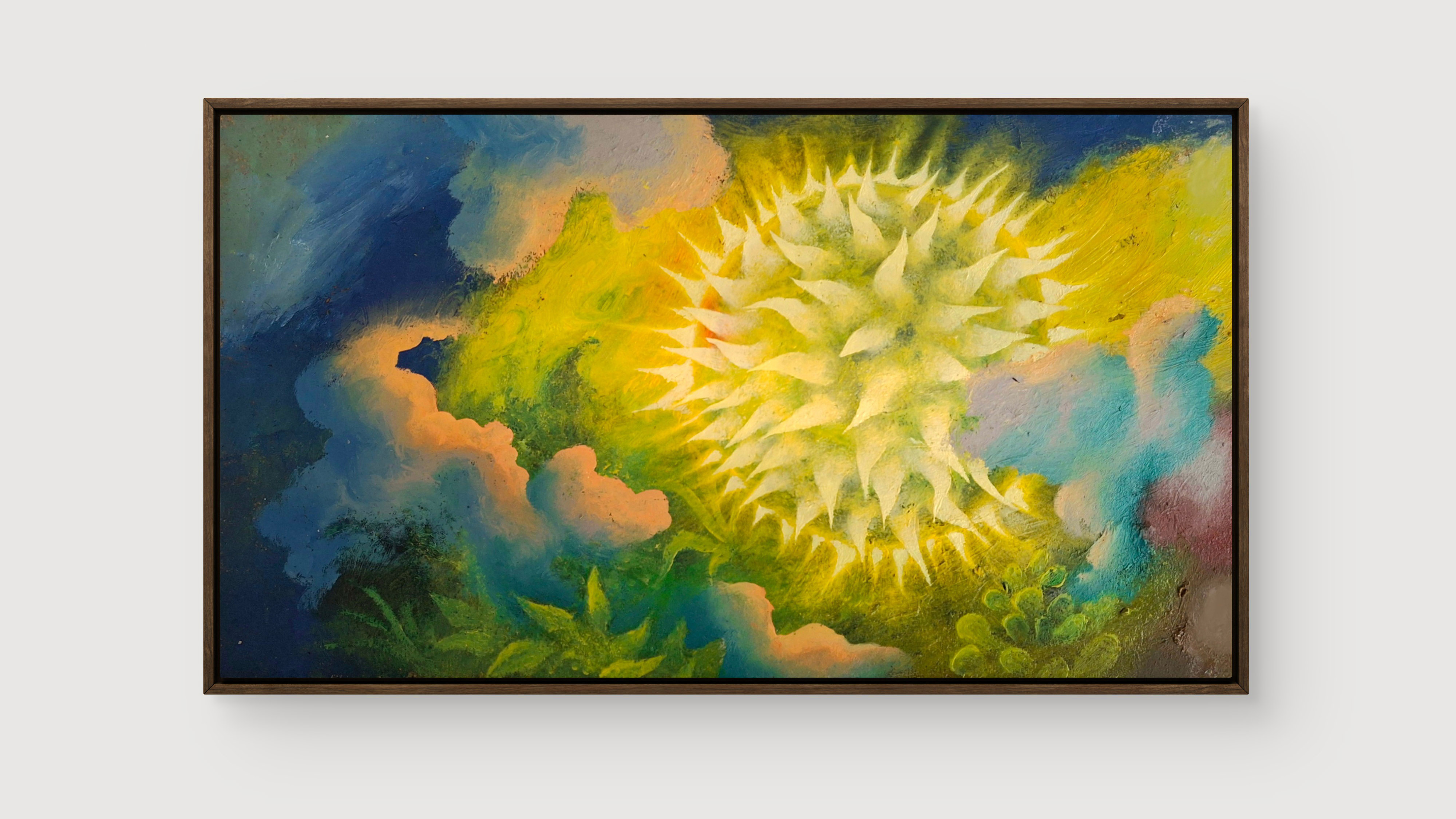 Il Sole da Giovane XIII (Young Sun), 2025, olio su tavola, 21 × 38 × 2,5 cm, courtesy ADA, Rome