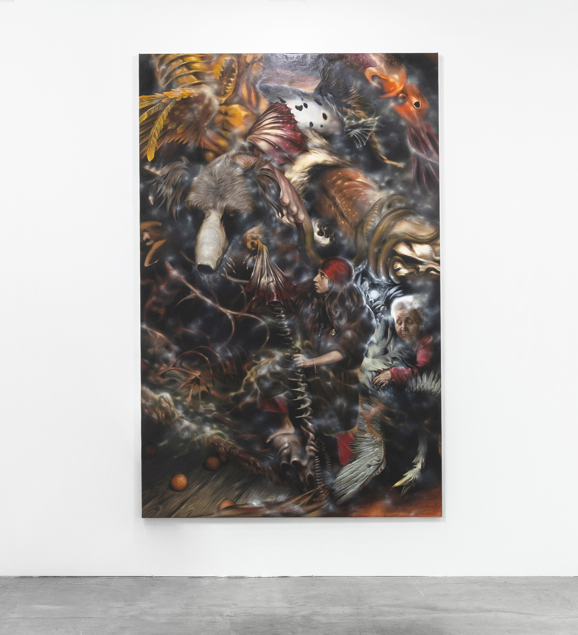 Cappuccetto Rosso (Little Red Riding Hood), 2021, olio su tela, 350 × 200 cm, courtesy ADA, Rome&nbsp;<div data-empty="true"><br></div>