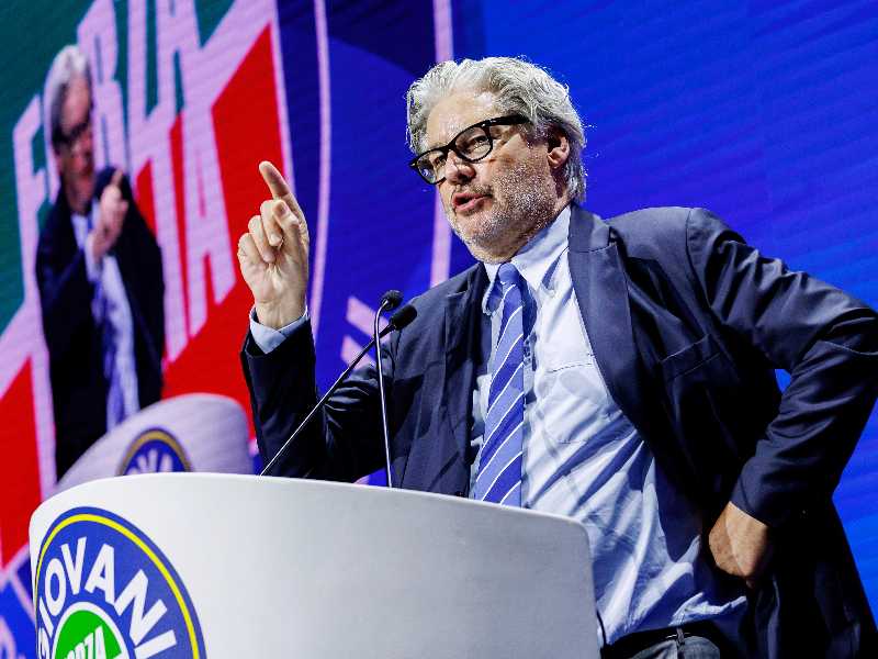 Paolo Del Debbio durante il congresso nazionale di Forza Italia Giovani  2025 (Foto Roberto Monaldo per LaPresse)