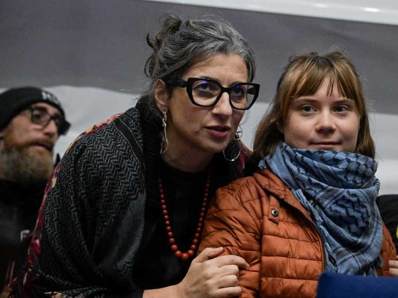 Greta Thunberg e Francesca Albanese all'università di Roma Tre nel novembre 2025 (ANSA/RICCARDO ANTIMIANI)