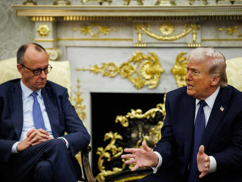 Donald Trump e Friedrich Merz alla Casa Bianca (foto Ansa)