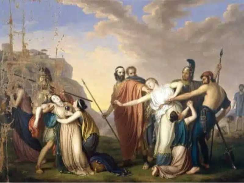Antigone condannata a morte da Creonte, Diotti Giuseppe, 1845, pittura a olio su tela, 375 cm x 275 cm