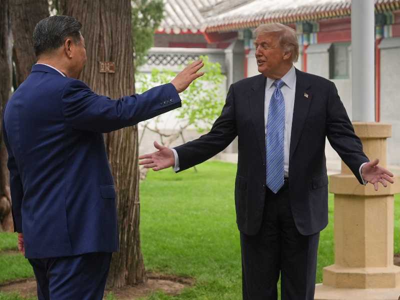 Xi Jinping e Donald Trump durante l'incontro a Pechino (foto LaPresse)
