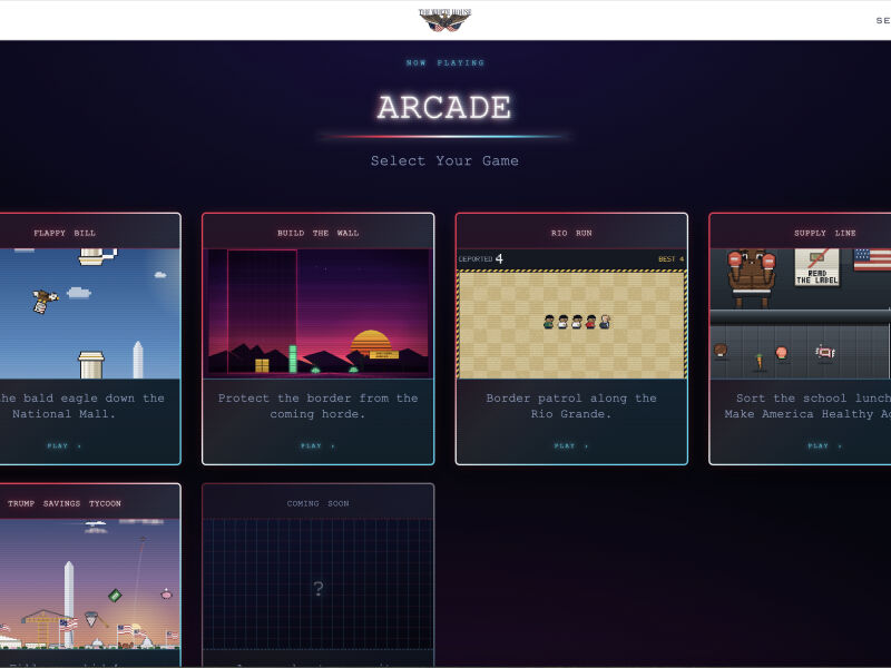 Screenshot from the official arcade.gov website